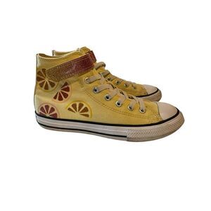 Converse Youth Yellow Citrus Print Chuck Taylor All Star High Top Sneaker Size 3